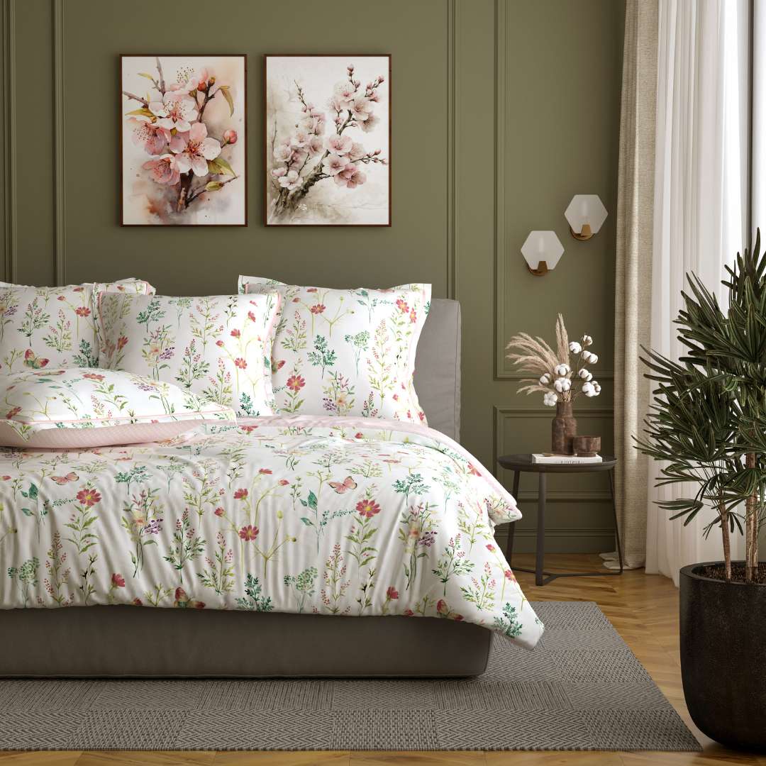 Parure housse de couette 100 % coton 57 fils ondine bleu C Design Home Textile | La Redoute