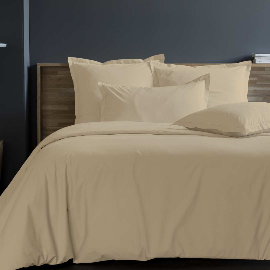 DESTOCKAGE | Housse de couette percale moka 140x200