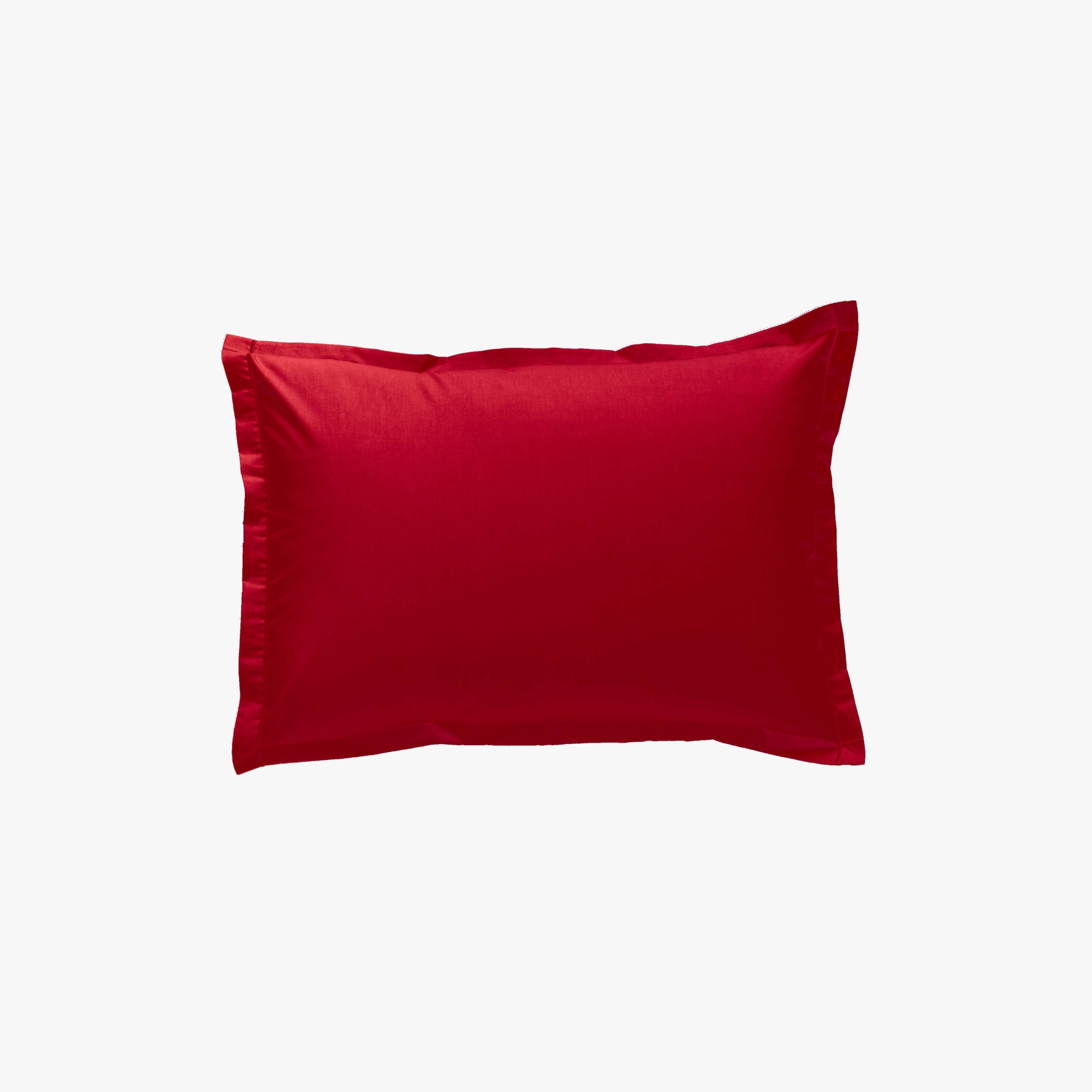 Taie d'Oreiller Percale de Coton 80 fils Rouge 50x70 cm