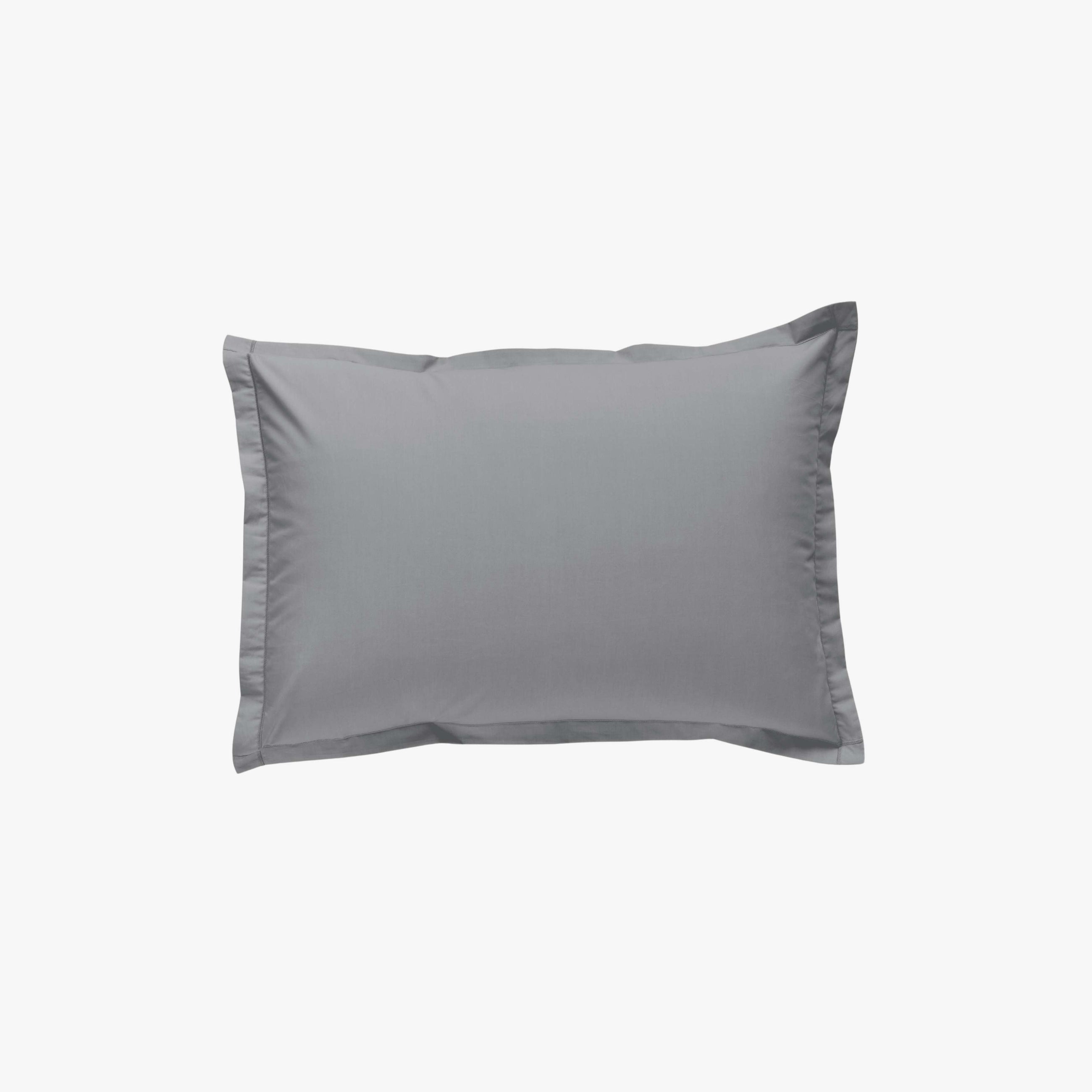 Taie d'Oreiller Percale de Coton 80 fils Gris Perle 50x70 cm