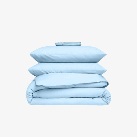 Conjunto de cama em cetim de algodão azul céu