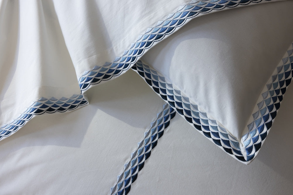 ALCOTT OCEAN taie d'oreiller sur housse de couette avec détails des broderies