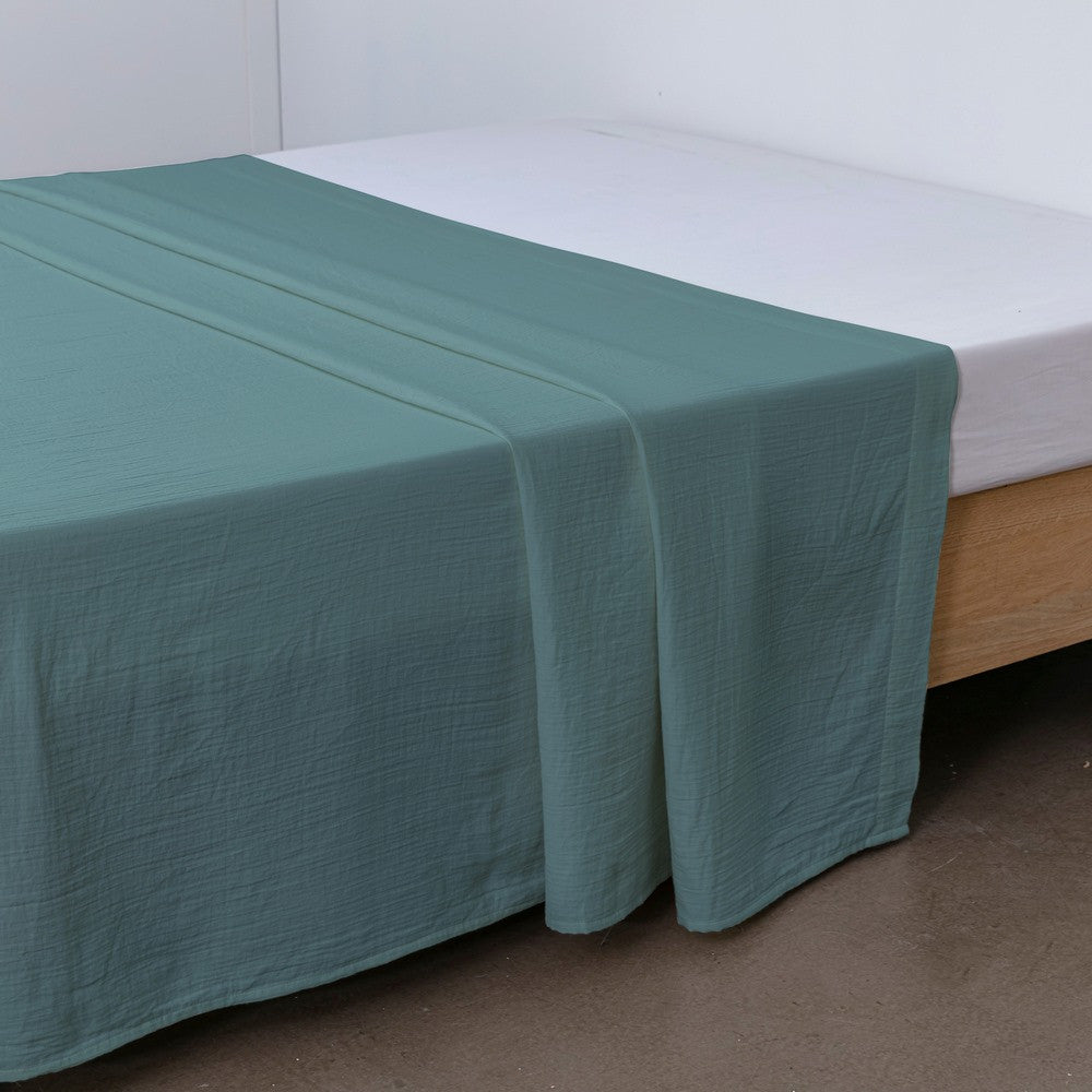 drap plat gaze de coton 270x300 cm bleu