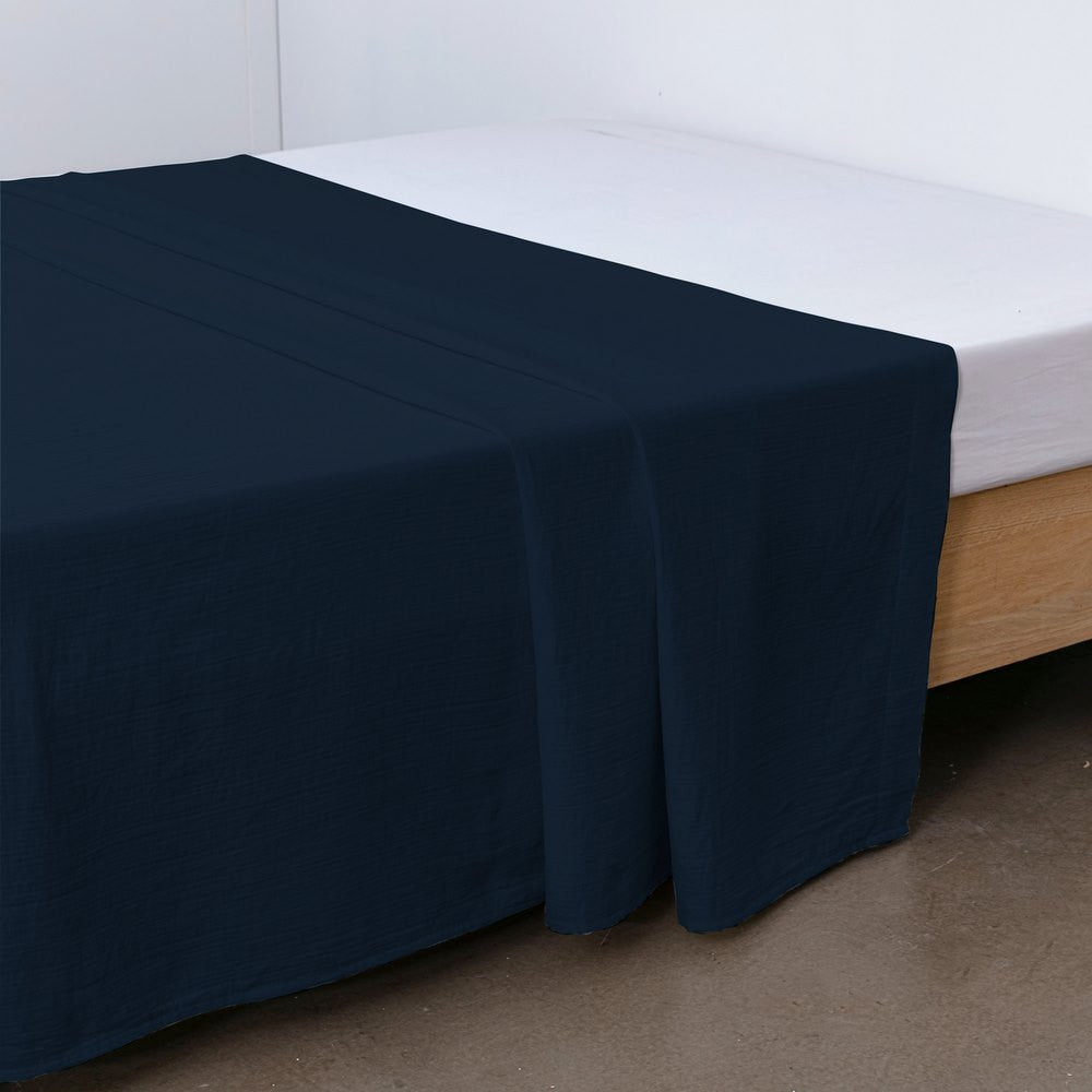 Drap Plat Gaze de Coton - 270x300 cm Nuit 270X300 cm