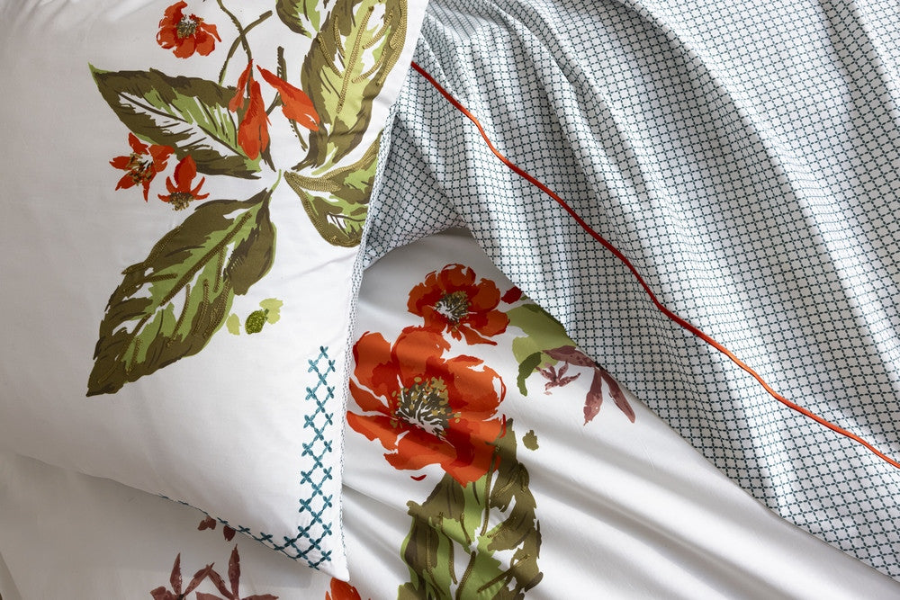 GRANADA drap housse et oreiller brodé