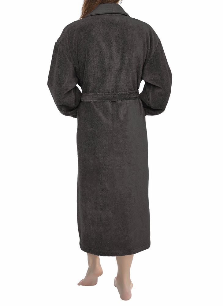 Peignoir Adulte 100% Coton Peigné Gris Anthracite S