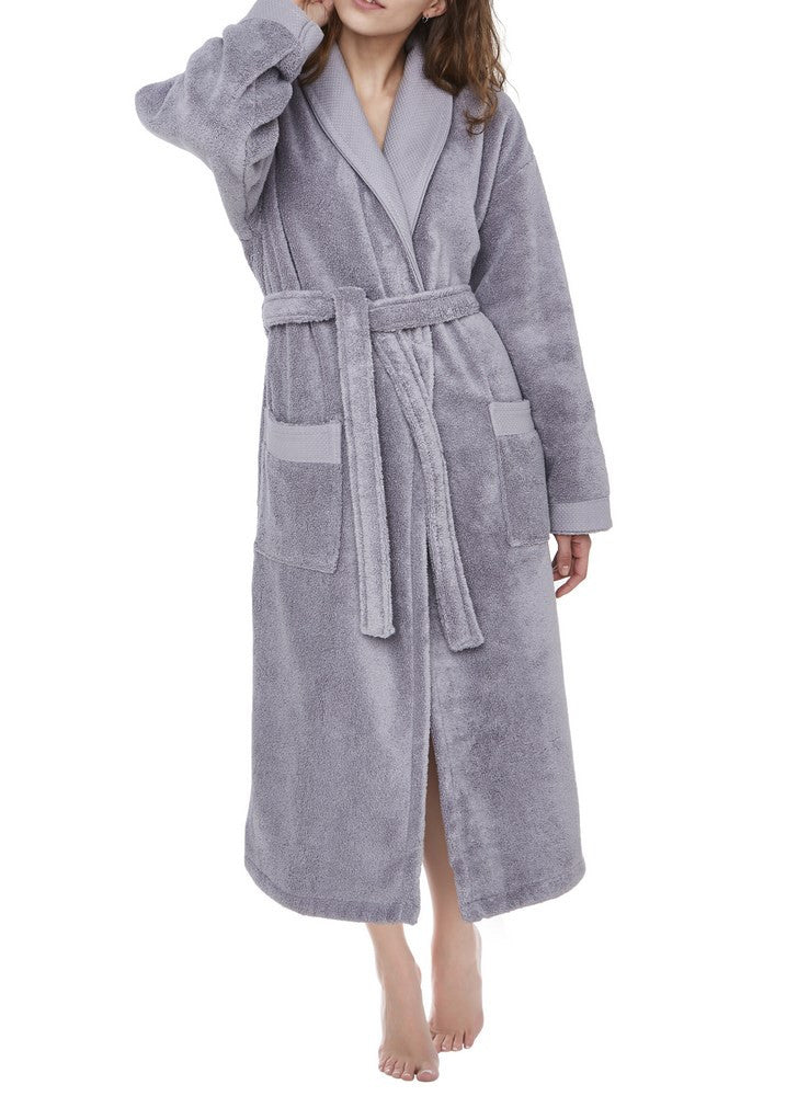 Peignoir Adulte 100% Coton Peigné Gris Perle S