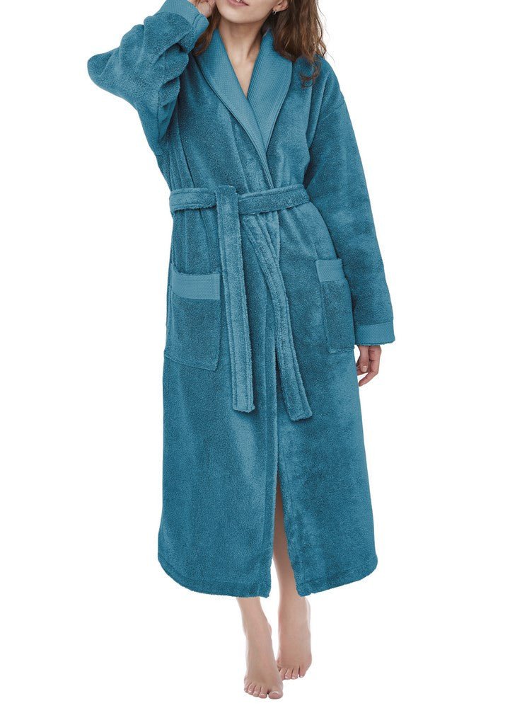 Peignoir Adulte 100% Coton Peigné Pétrole S