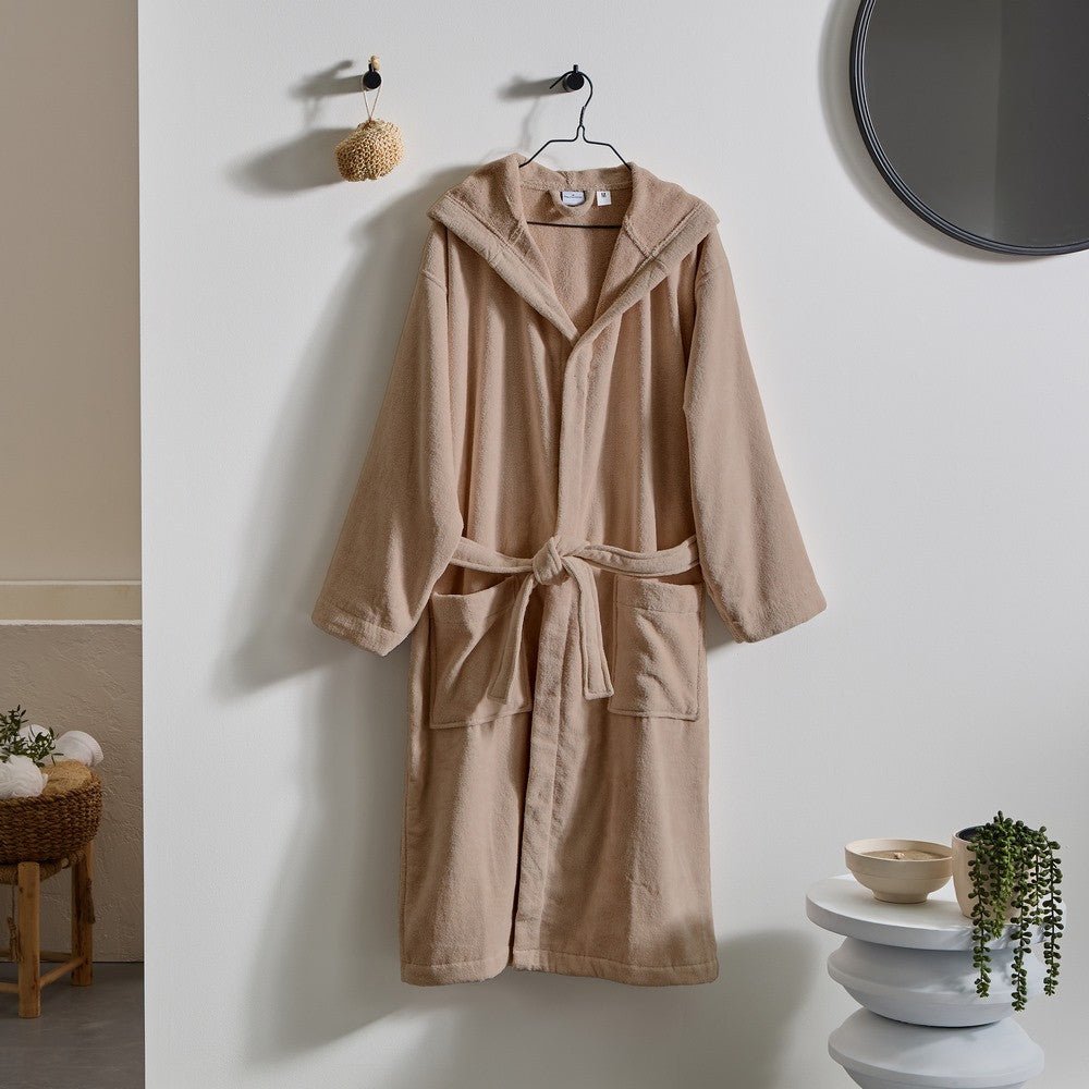 Peignoir à capuche Taupe S
