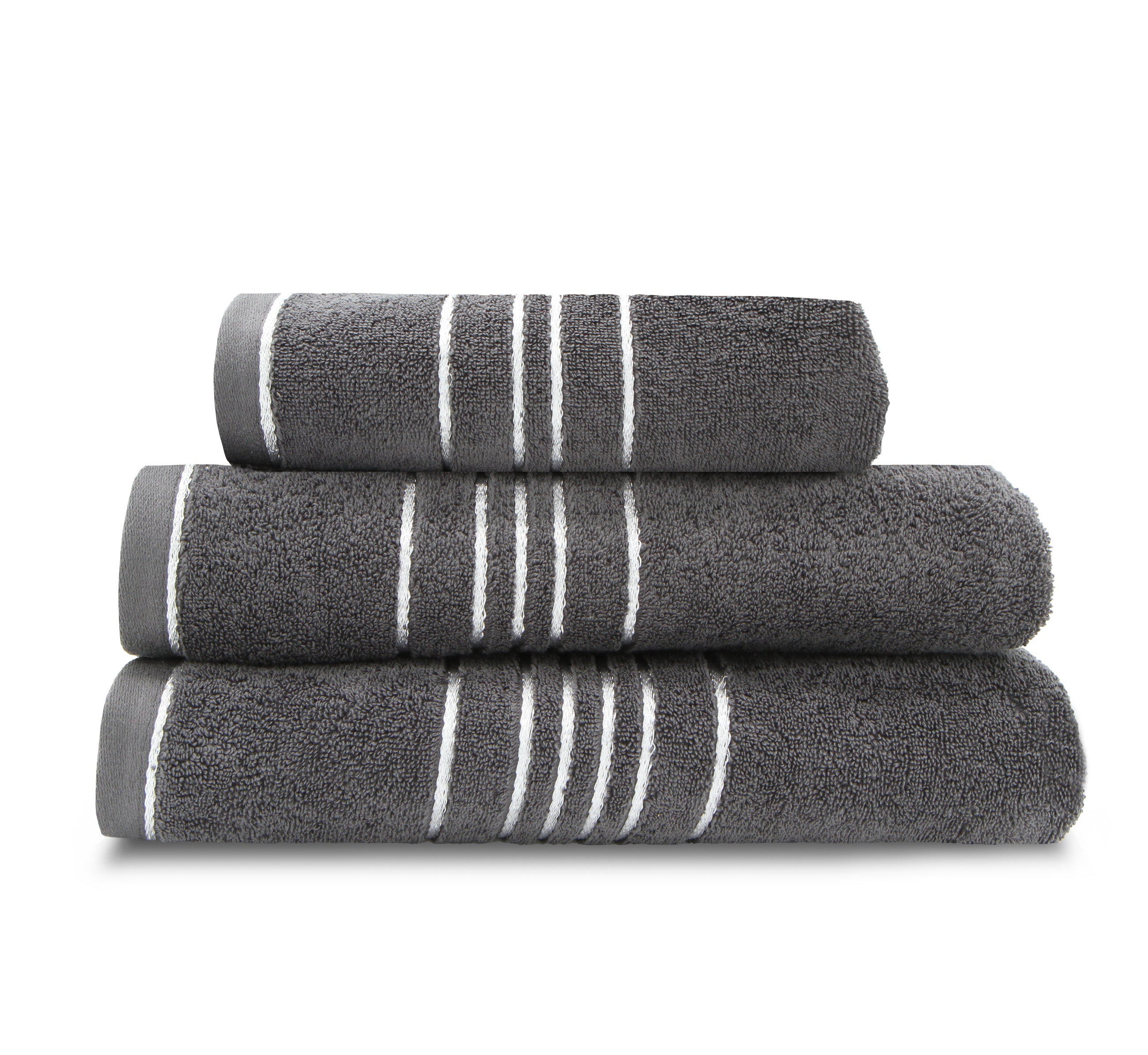 Drap de Bain - avec Liseret 100x150 - Anthracite/argent