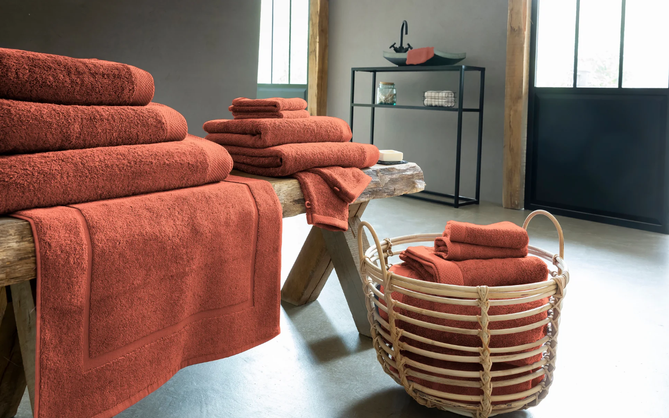 linge de bain en 100% coton couleur orange