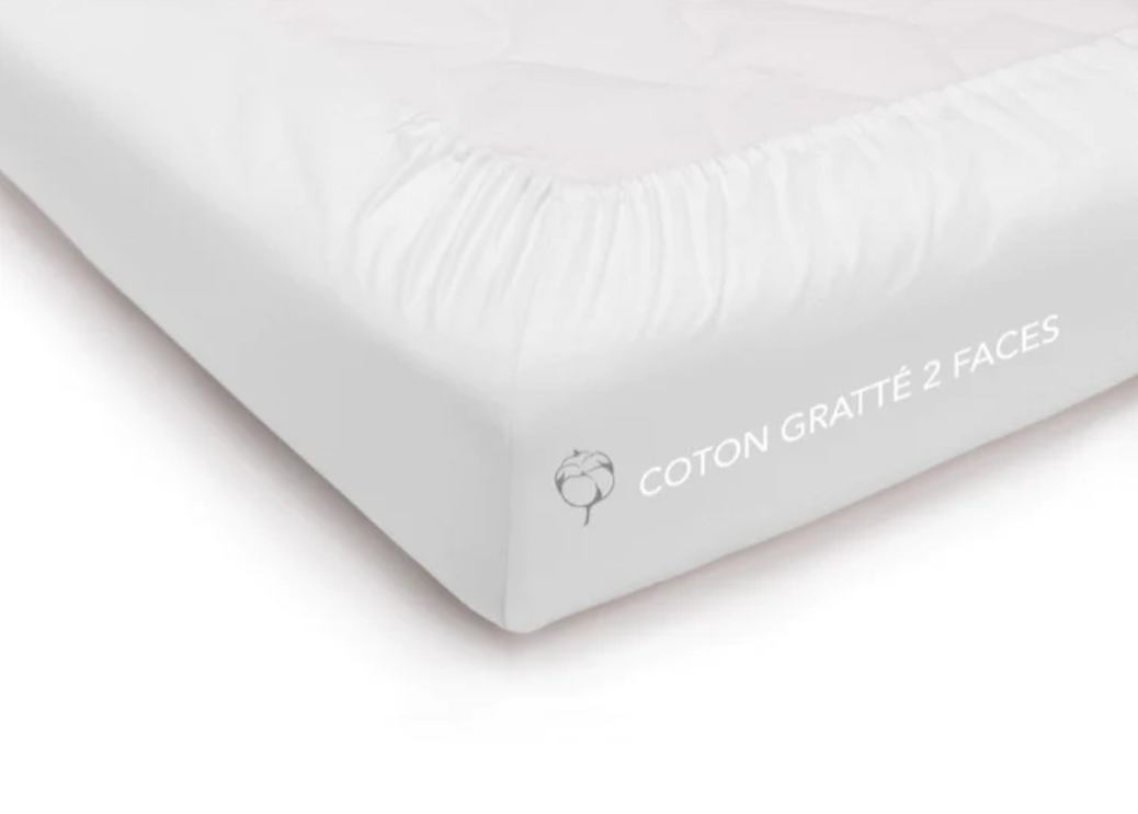 Protection de lit en coton gratté 2 faces
