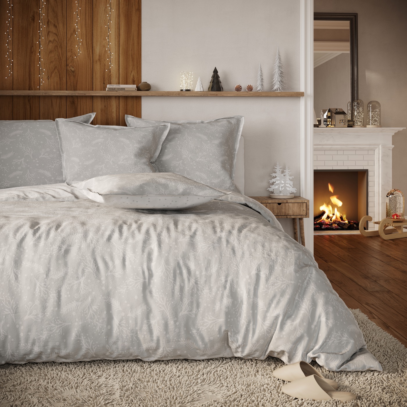 Esthel Gris — Parure design en Flanelle de coton