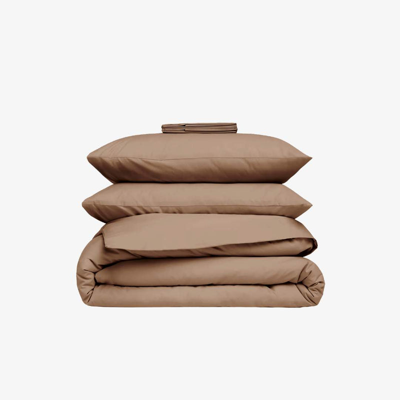 Parure de lit percale taupe  