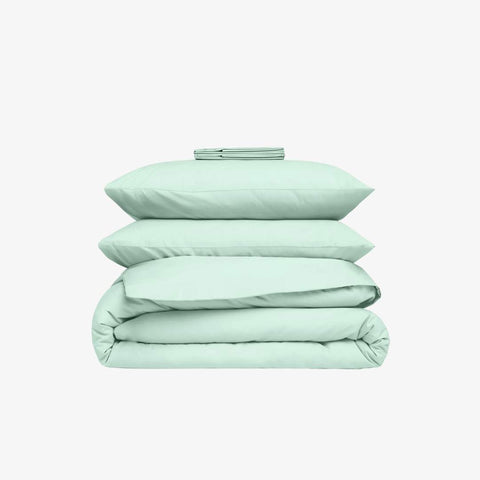 Aqua green cotton satin bedding set