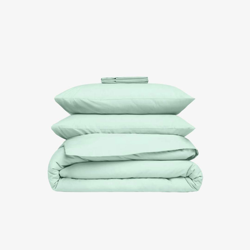 Parure de lit percale vert d'eau  