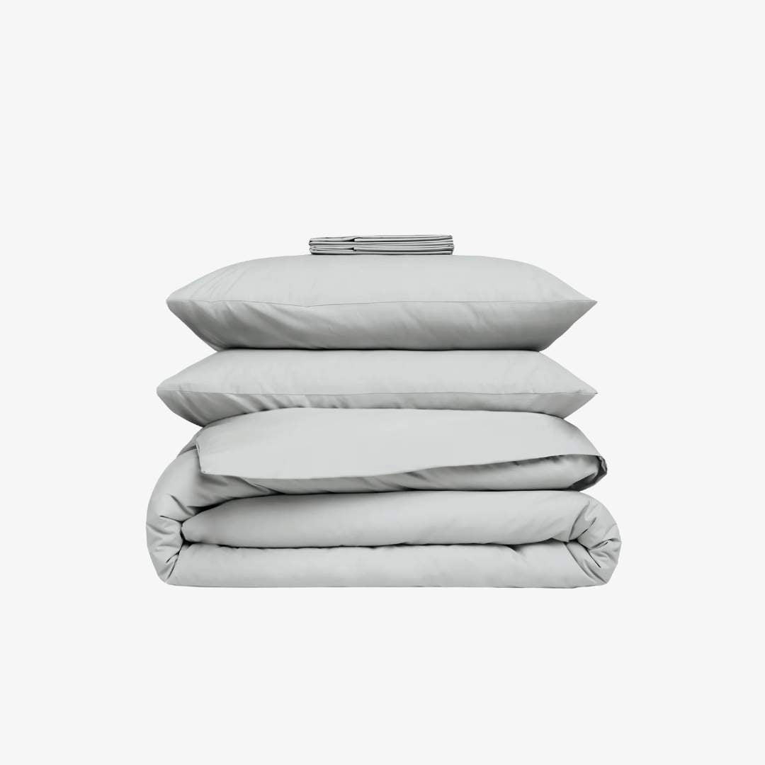 Parure de lit percale gris perle  