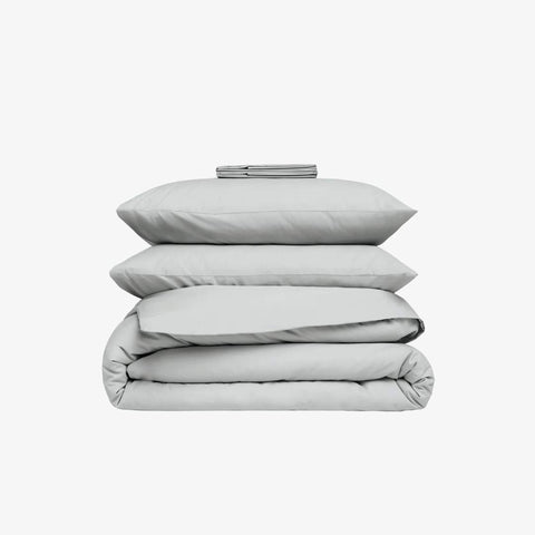 Pearl gray percale bedding set