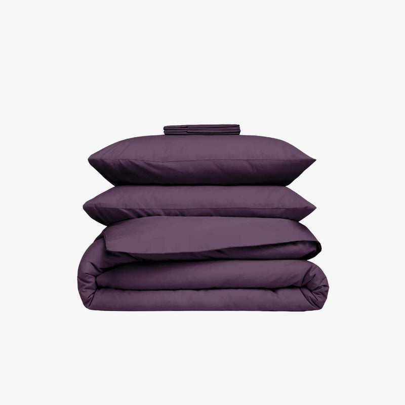 Parure de lit percale aubergine  