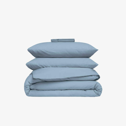 Parure de lit percale bleu jean