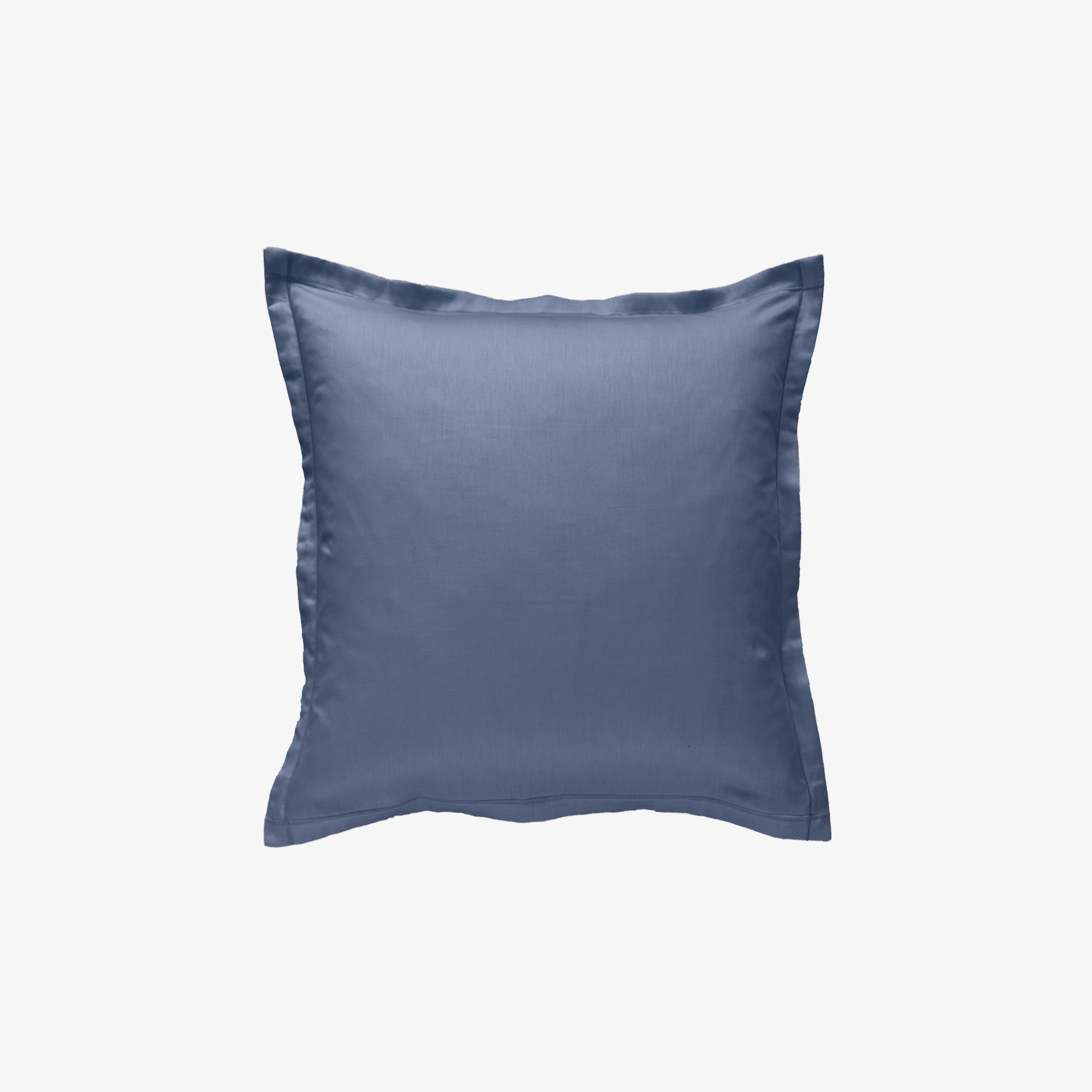 Taie d'oreiller satin de coton 120 fils Bleu Jean 65x65 cm