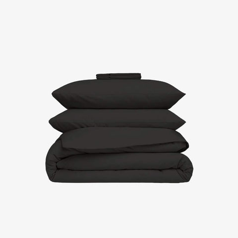 Black cotton satin bedding set