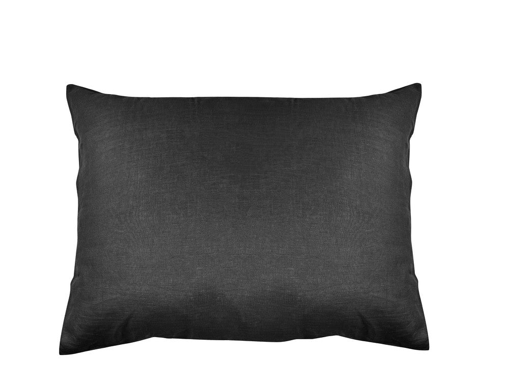 Parure housse de couette lin lavé gris anthracite 2 Taies 50x70 cm