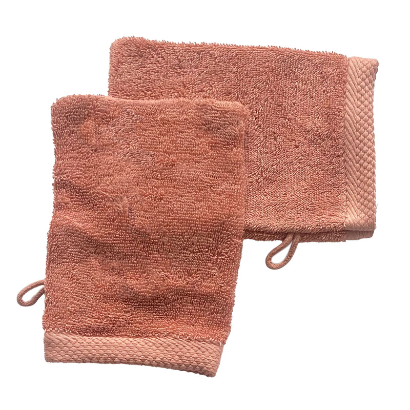 Lot de 2 gants de toilette 16×21 cm – 600 g/m² en 100 % coton peigné