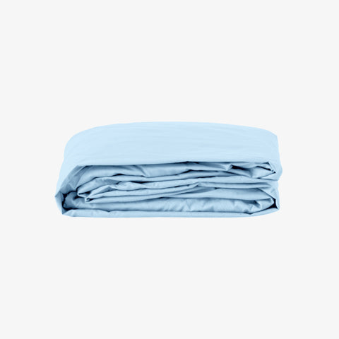 Percale fitted sheet 80 threads 40 cm blue sky