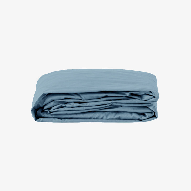 Drap Housse Percale de Coton 80 fils bonnet 30 cm Bleu Jean 80X200 cm