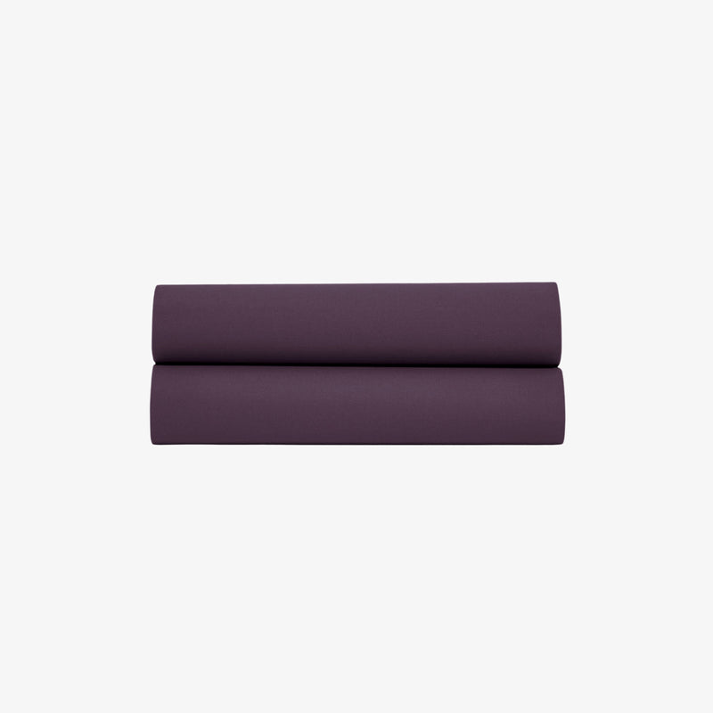 Drap Plat Percale de Coton 80 fils Aubergine 270X300 cm