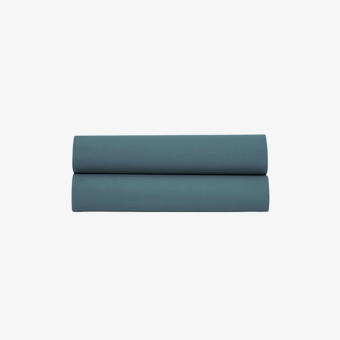 Drap plat satin 120 fils bleu jean