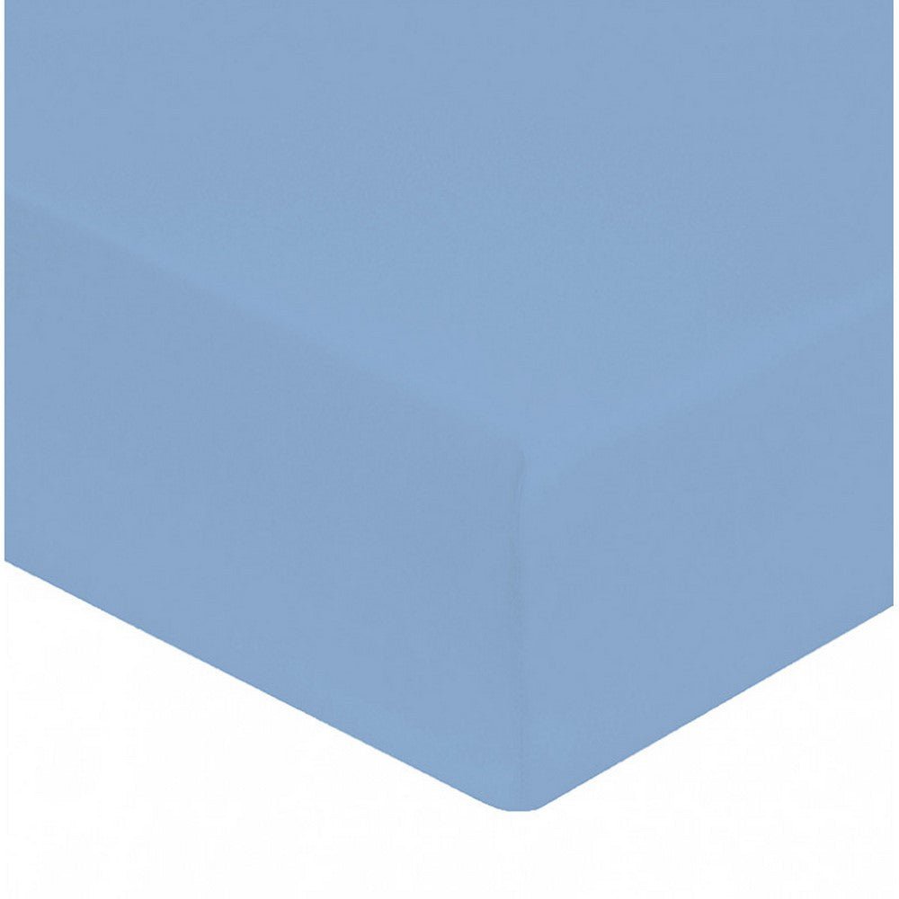 Drap Housse Percale de Coton 80 fils bonnet 40cm Bleu Ciel