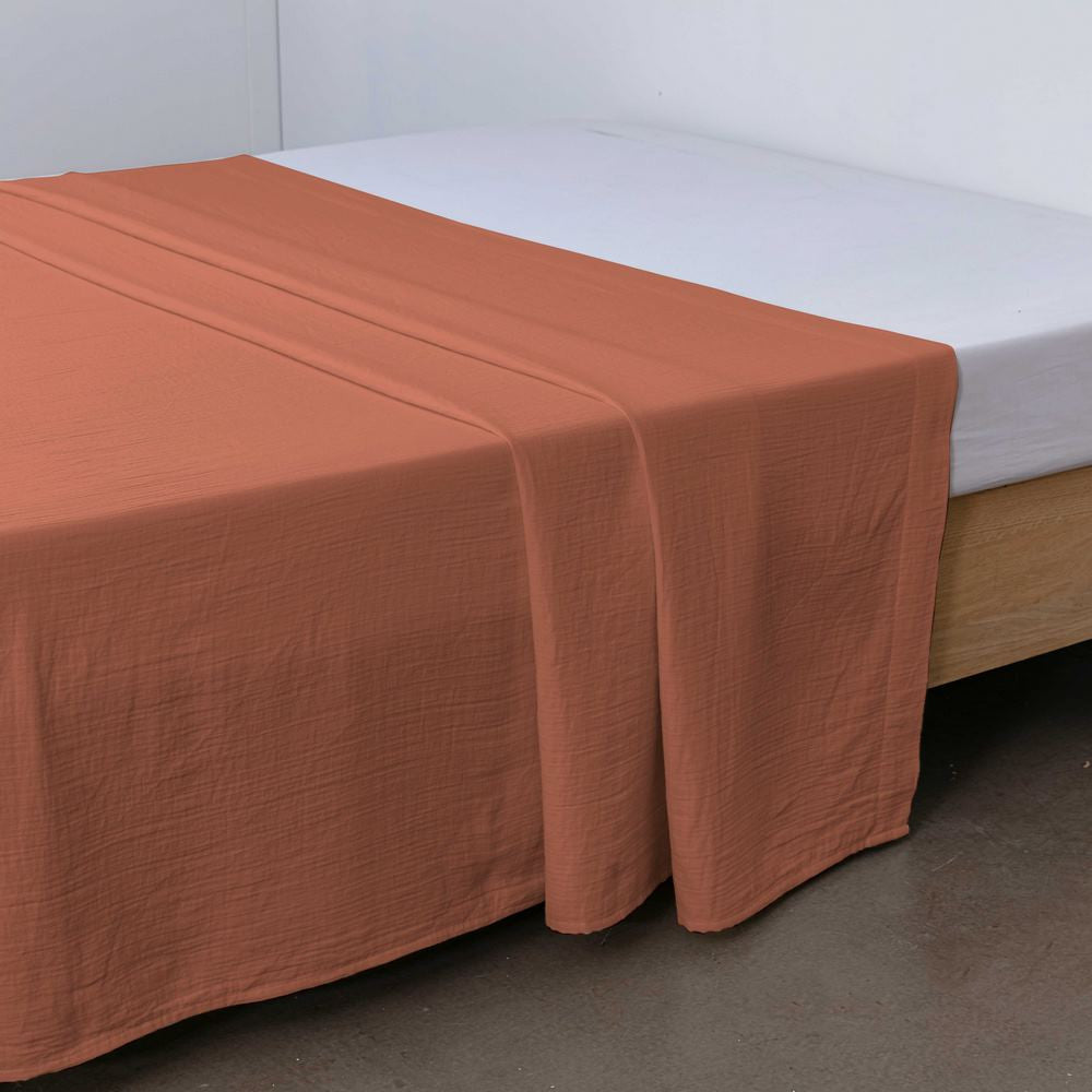 Drap plat en gaze de coton orange 270x300 cm