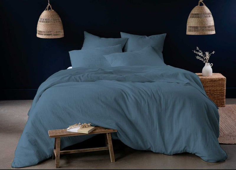 Housse de couette gaze de coton Bleu Jean