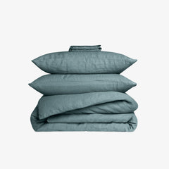 Duvet cover set washed linen eucalyptus