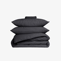 Anthracite gray washed linen duvet cover set
