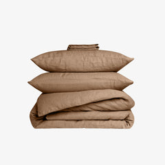 Washed linen taupe duvet cover set