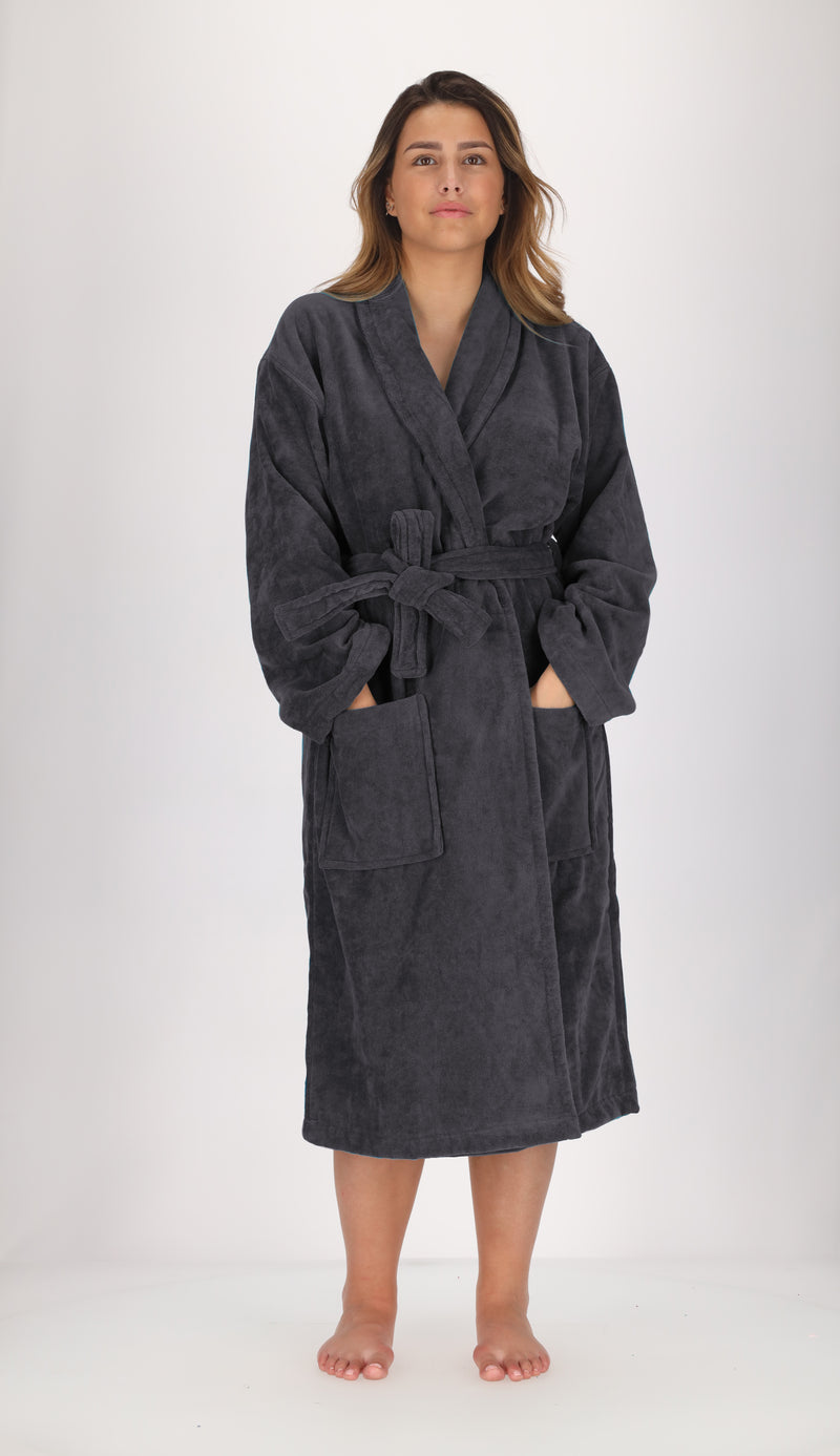 Peignoir mixte 100 % coton peigné 430 g/m² gris anthracite