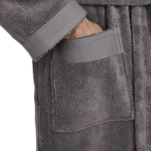 peignoir homme haut gamme poches ceinture capuche gris
