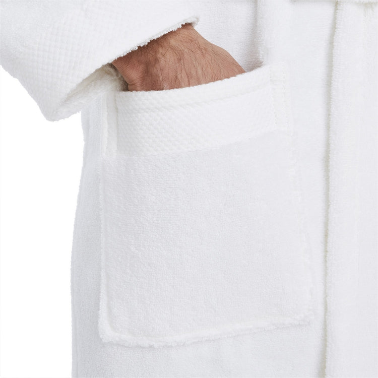 Peignoir bain blanc poches 100% coton