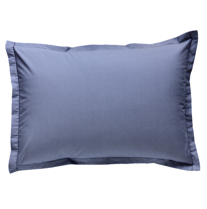 Couvre oreiller rectangulaire percale coton 80 fils bleu fonce
