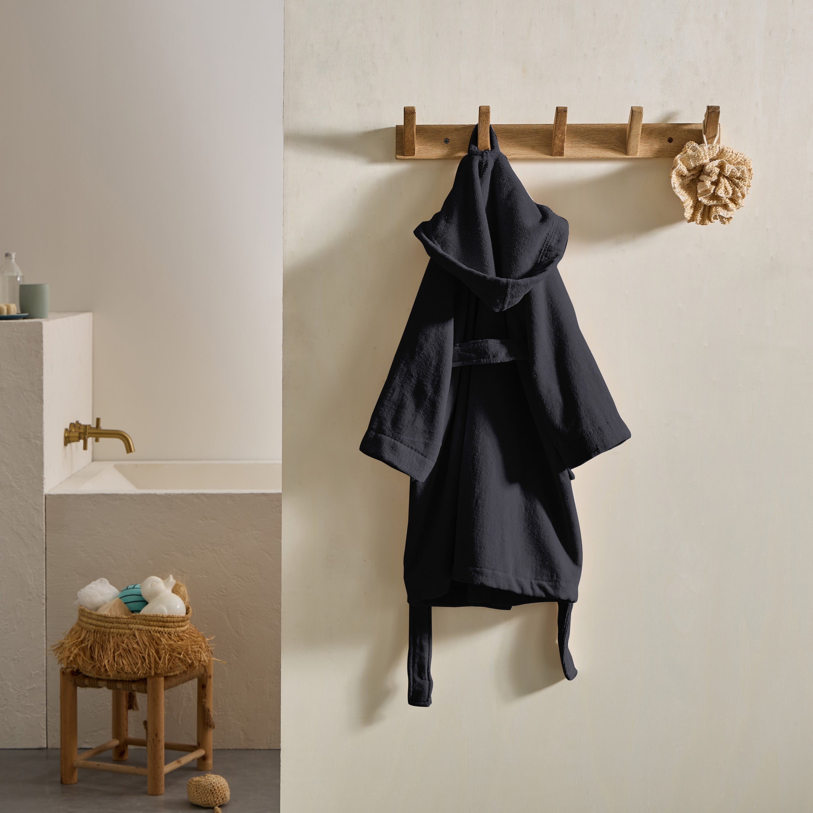 Peignoir enfant à capuche - Gris Anthracite