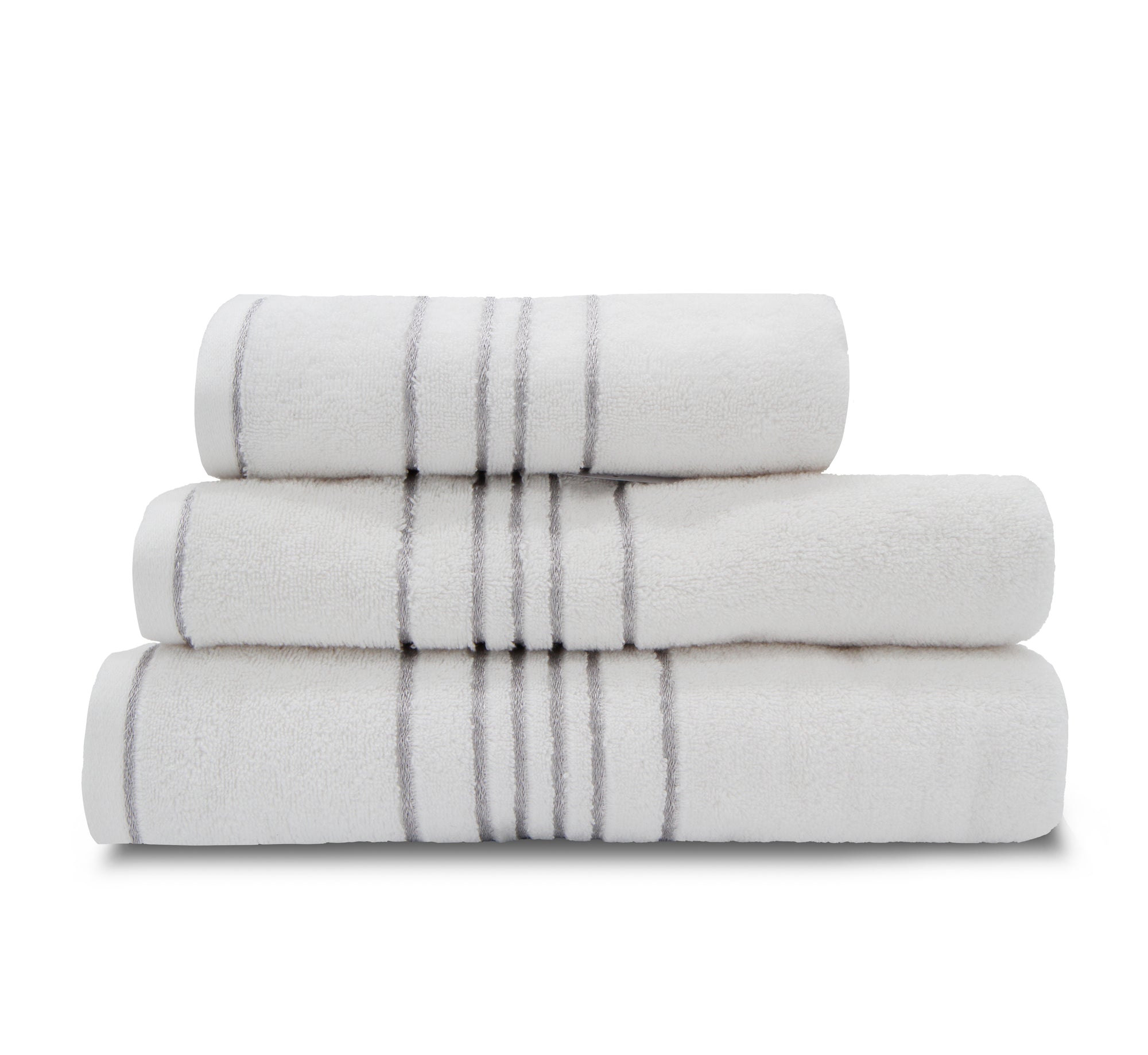 Drap de Bain - avec Liseret 100x150 - Blanc/argent