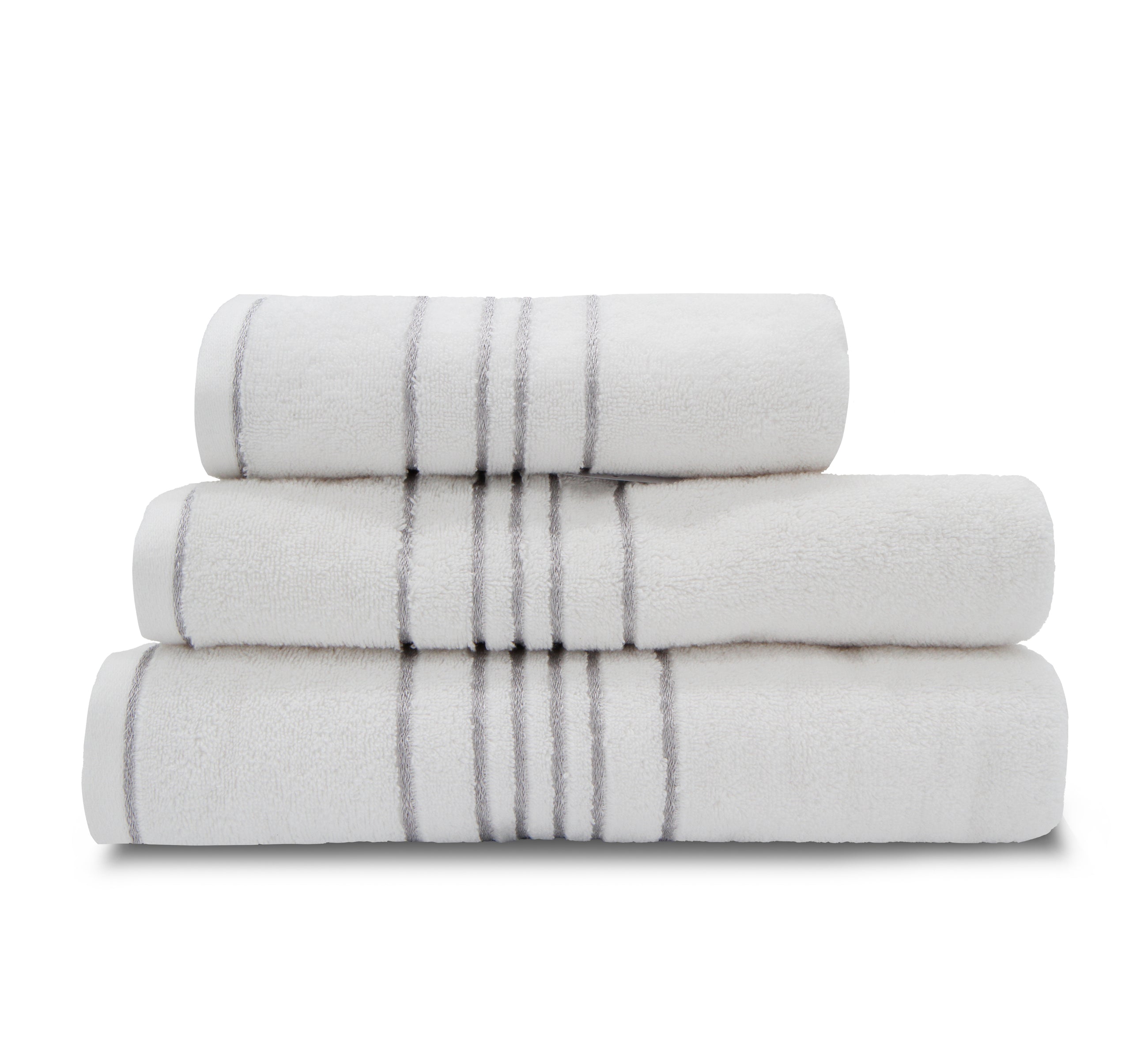 Drap de Bain - avec Liseret 100x150 - Blanc/argent