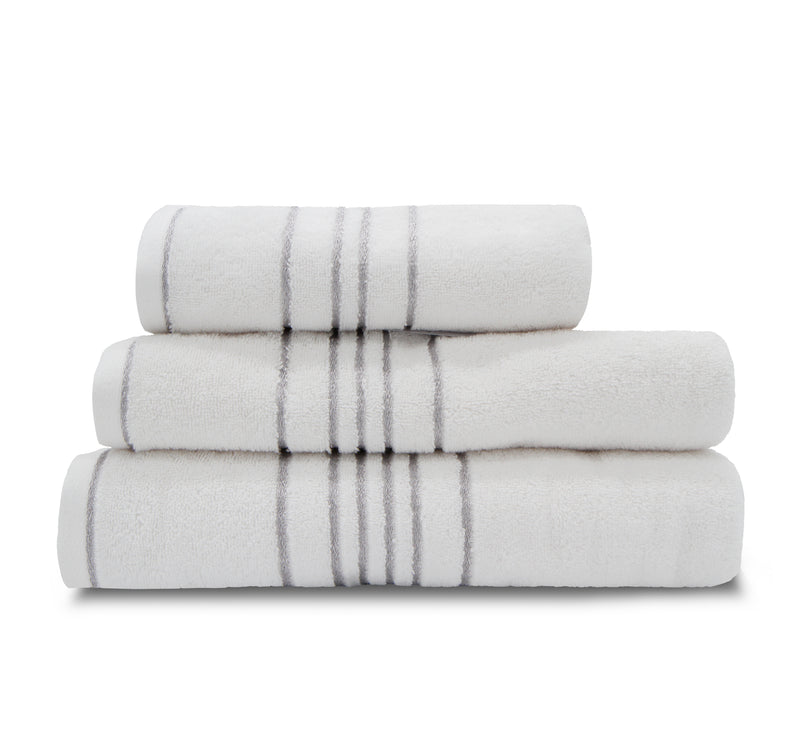 Drap de Bain - avec Liseret 100x150 - Blanc/argent
