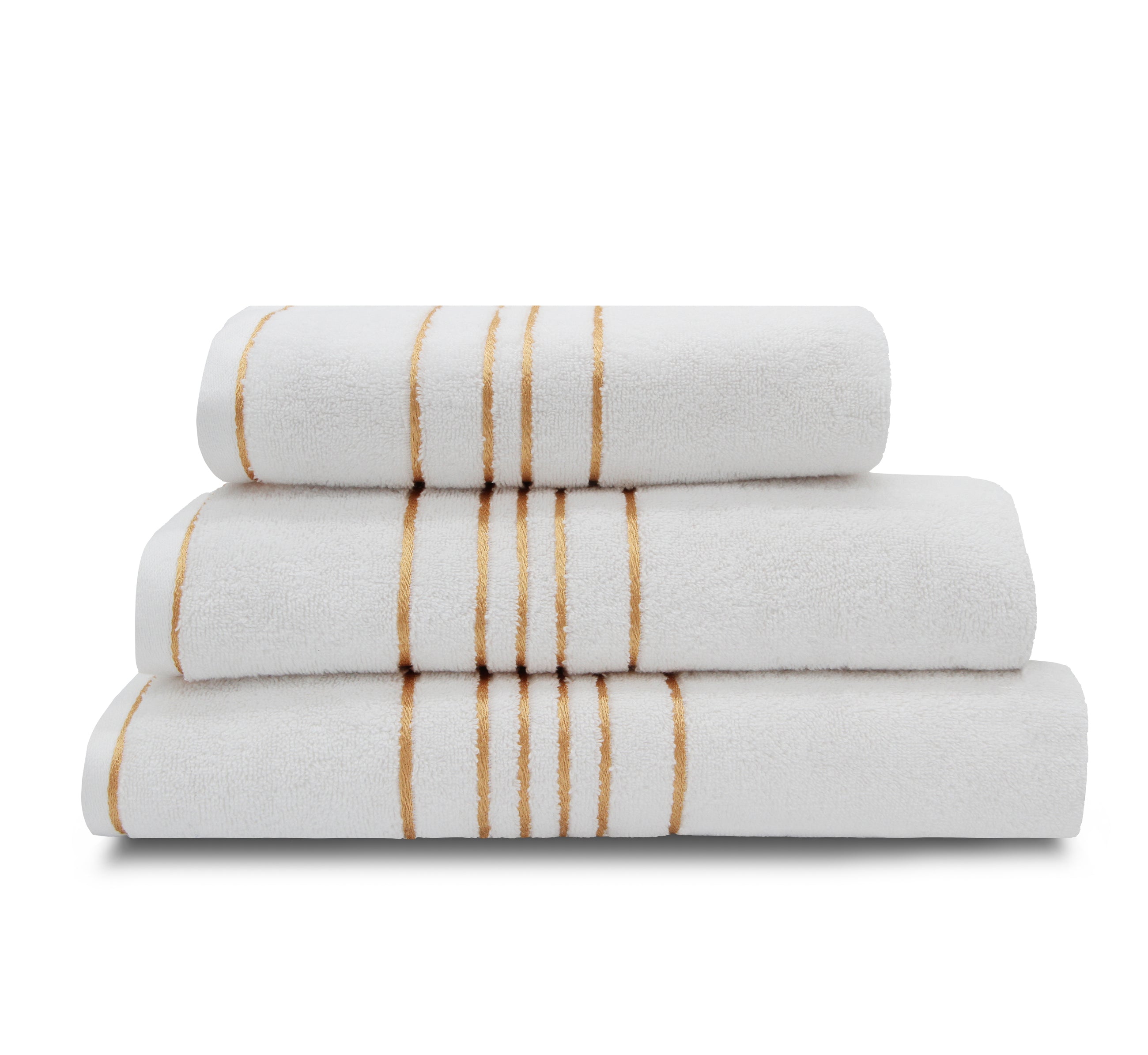 Drap de Bain - avec Liseret 100x150 - Blanc/or