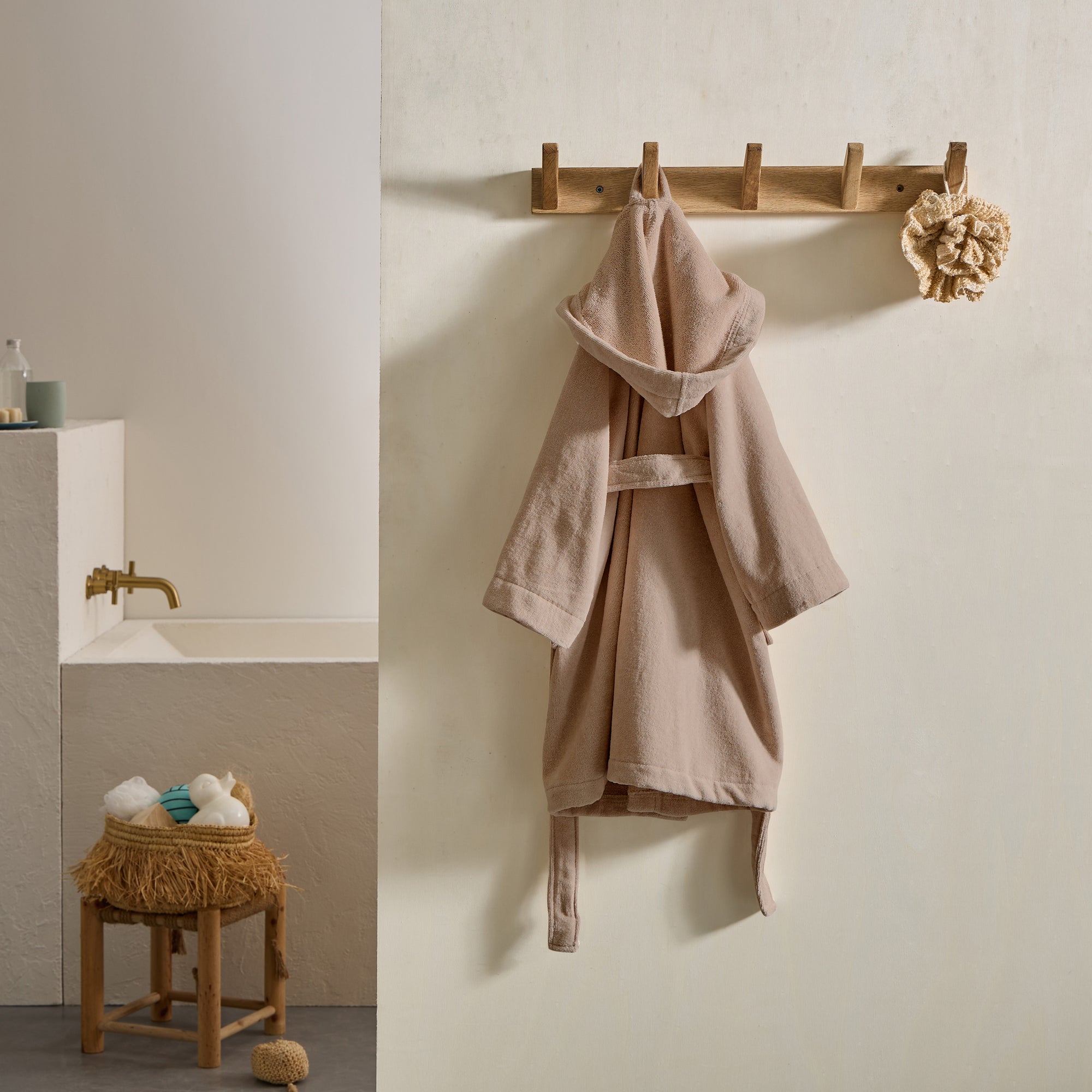 Peignoir enfant à capuche - Taupe
