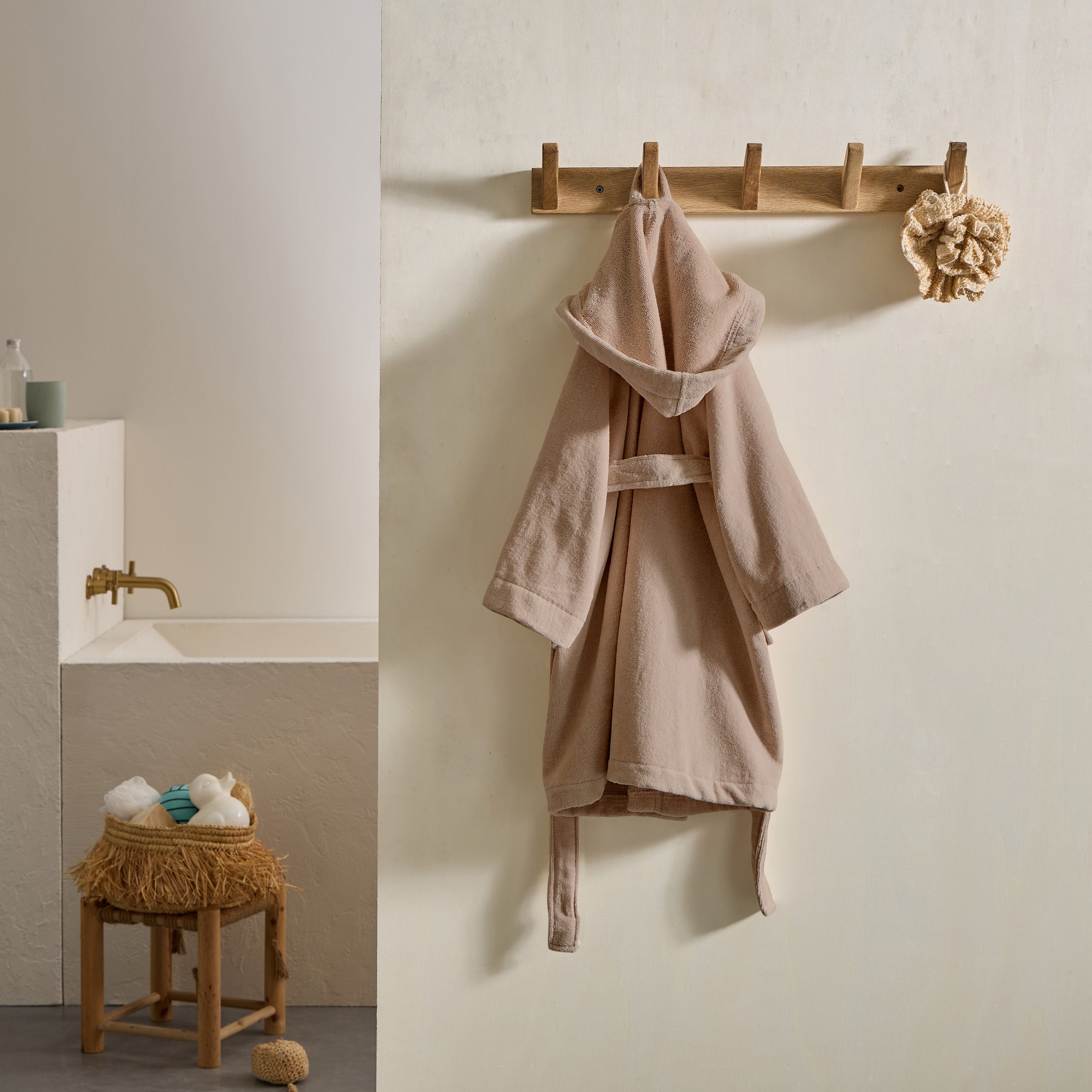 Peignoir enfant à capuche - Taupe