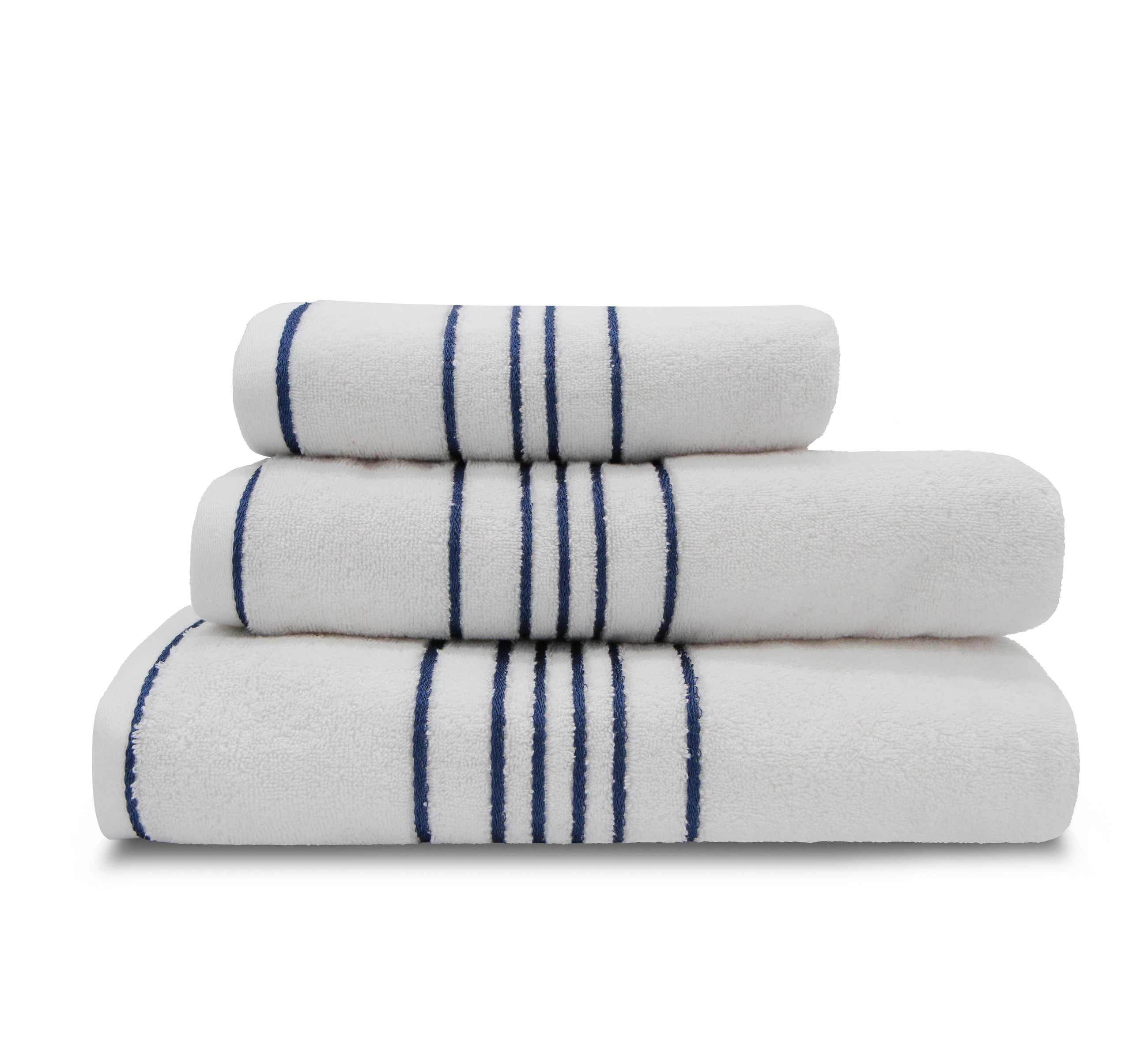 Drap de Douche - avec Liseret 70x140 - Blanc/marine